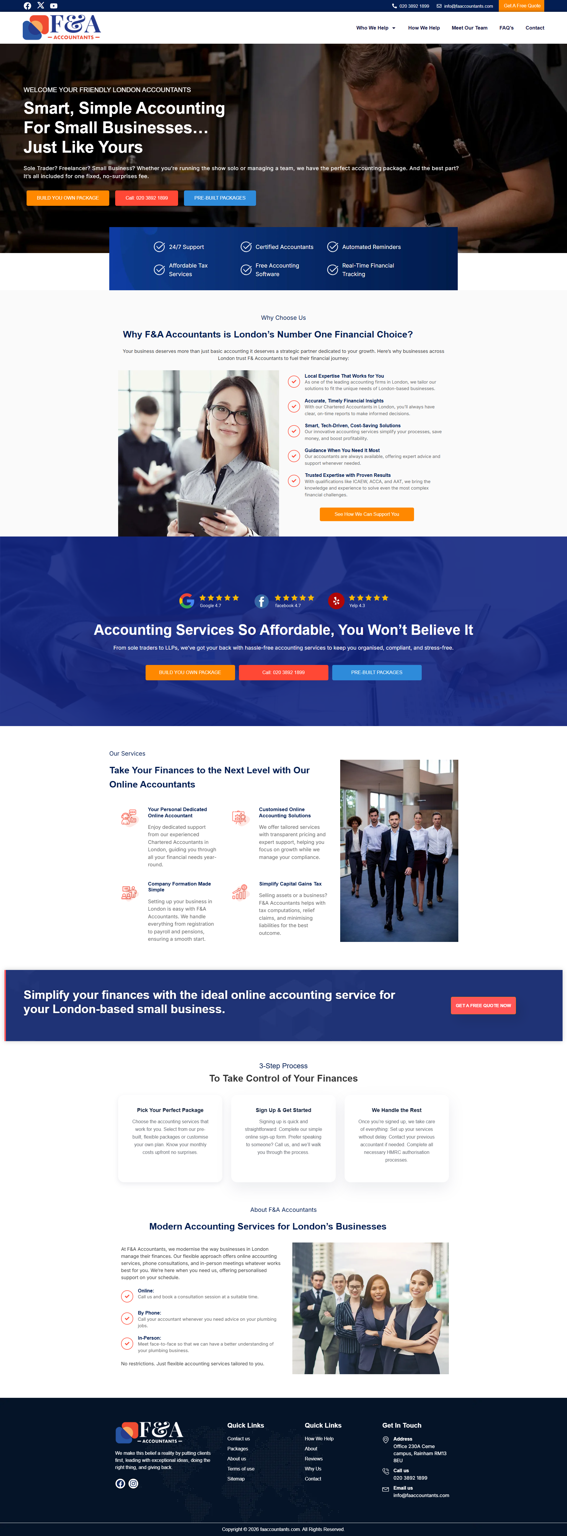 F and A Accountants website