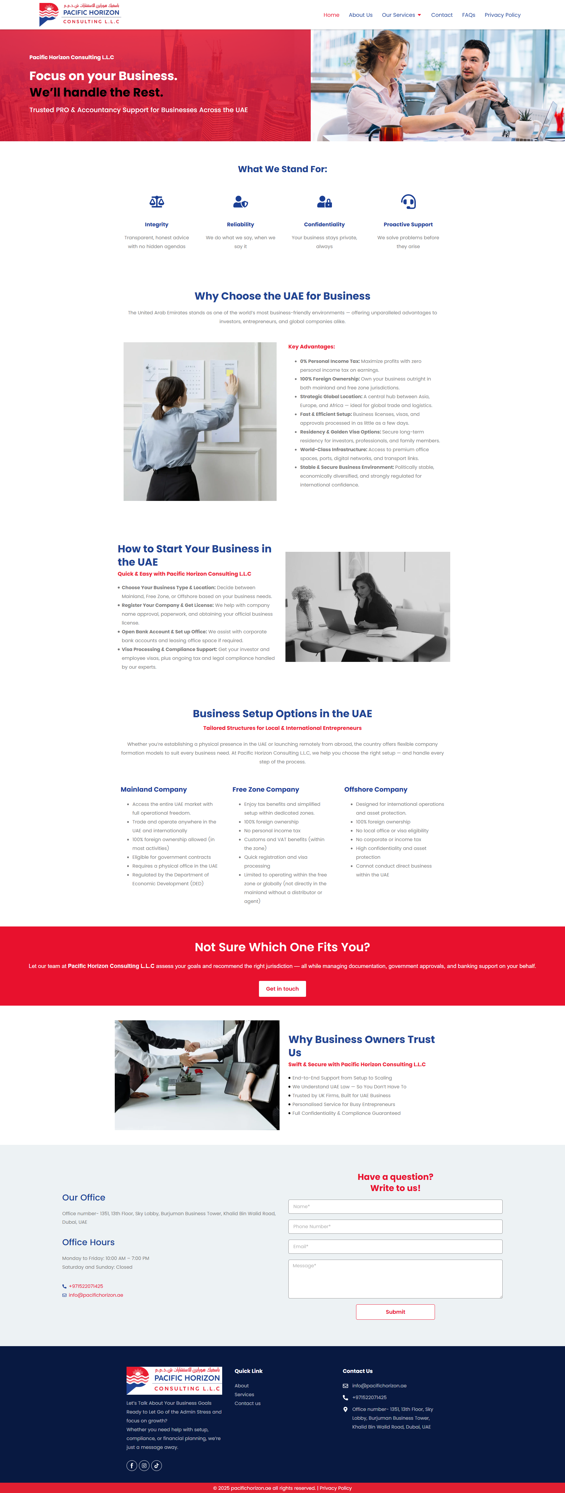 Pacific Horizon consulting website
